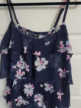 Torrid Sheer Navy Floral Ruffle Tiered Cami